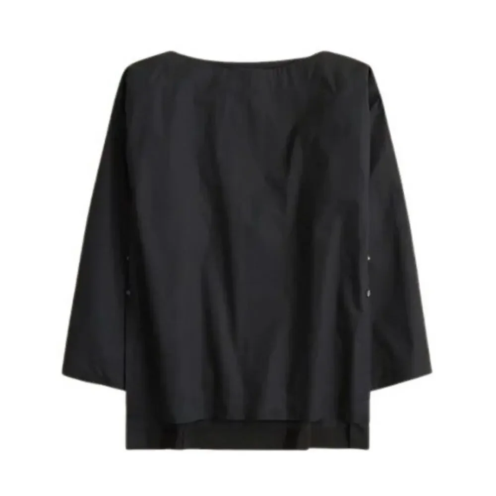 J. Crew Black Ciel Boatneck Cotton Poplin Top NEW WOMENS SMALL
